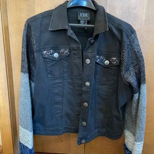 FDJ ( French dressing jeans) Jean jacket with navy blue accent on sleeves